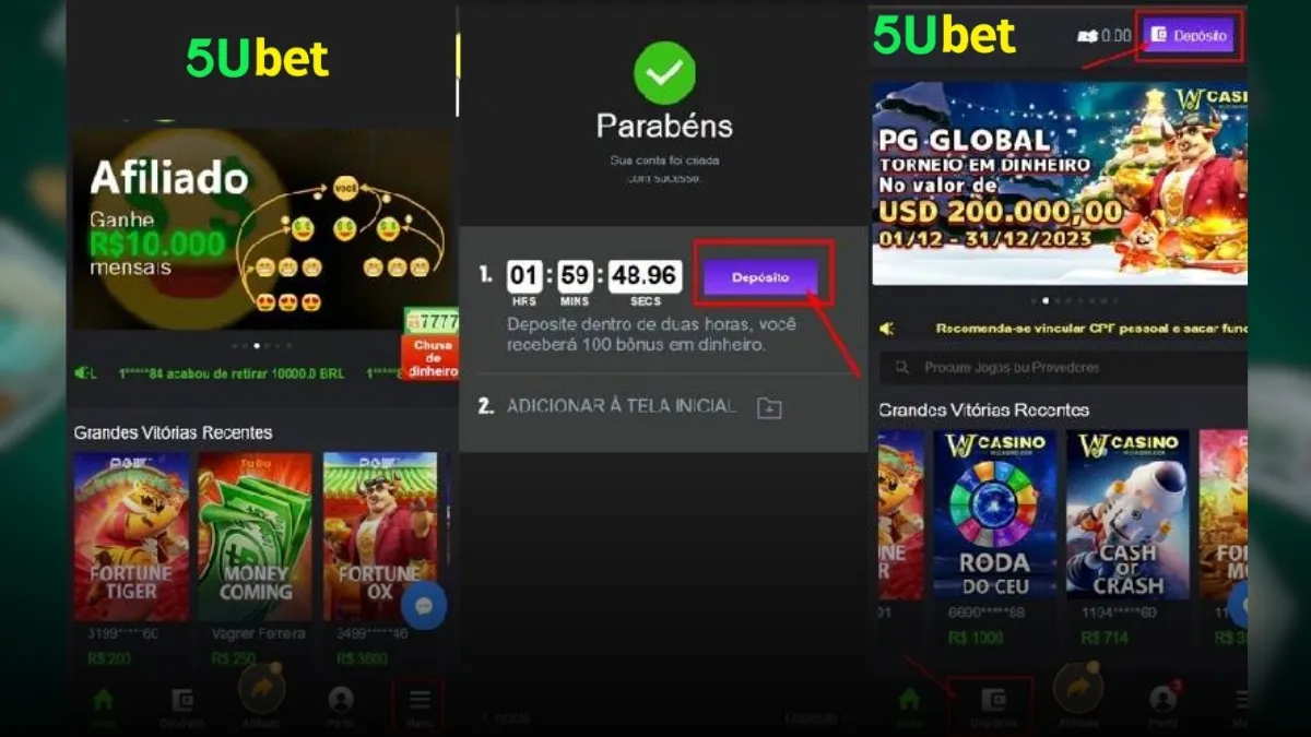 5uBet Depósito Passo 1
