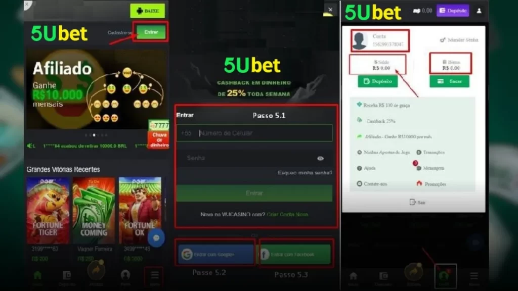 5uBet Formulário de Login